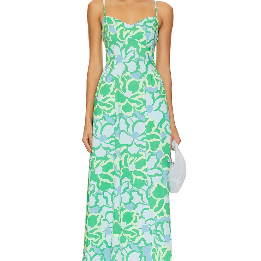Show Me Your MuMu Green and Blue Floral Maxi Dress